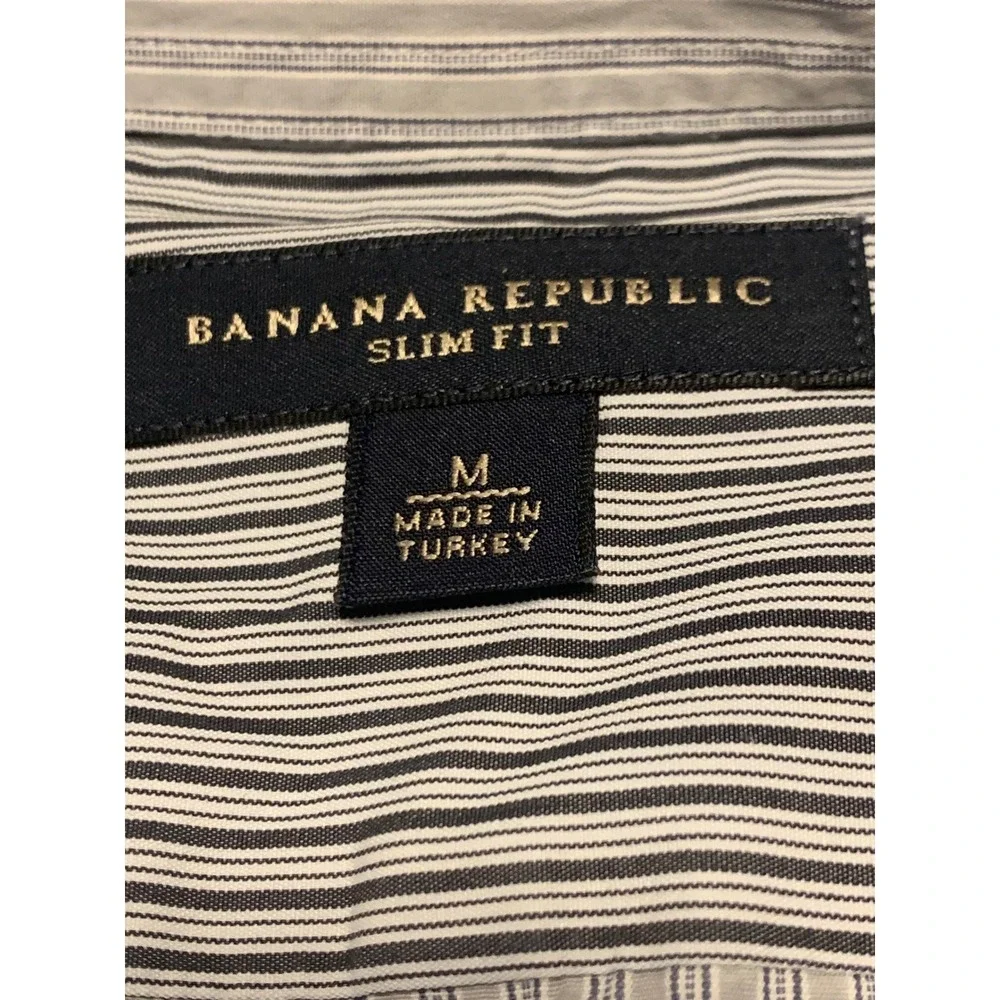 Banana Republic Slim‎ Fit Pinstripe Button Down Shirt Grey Size M